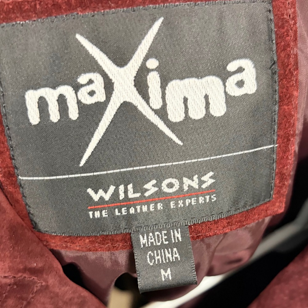 Vintage 90s Wilsons Leather Maxima Burgundy Suede Jacket (Sz M) & Skirt (Sz 6) - Picture 6 of 13
